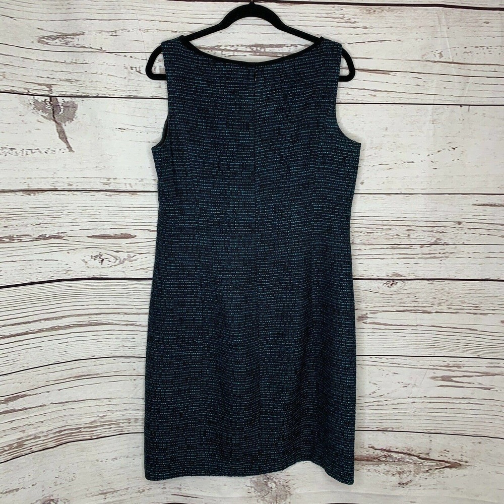 Tahari Sheath Dress Woven Textured Material Navy - Picture 9 of 9
